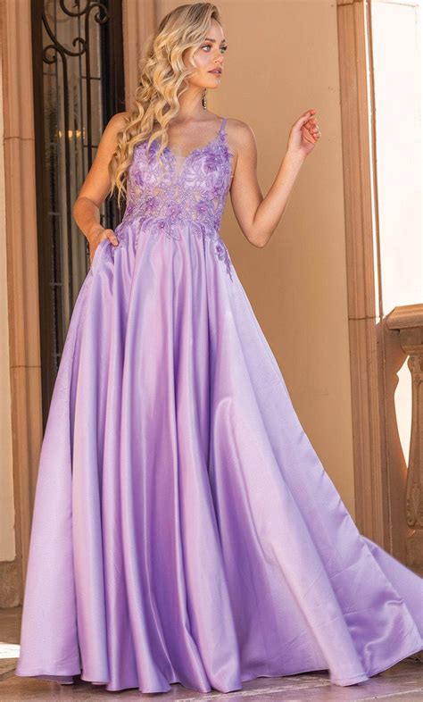 Dancing Queen 4326 - Lace Appliqued V-Neck Prom Gown – Couture Candy