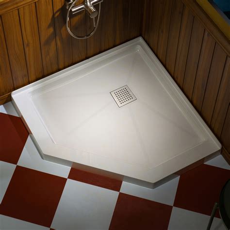 ᐅ【WOODBRIDGE 36 in. x 36 in. Solid Surface Neo-Angle Shower Base Pan in