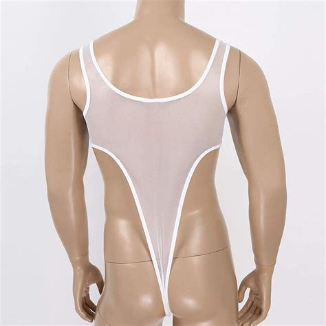 KKmeter Men's One Piece Mesh See Through Mankini Bodys...B098XF2H98