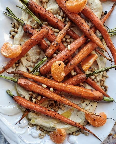 Rose Harissa Roasted Carrots over Hummus | The Lemon Apron