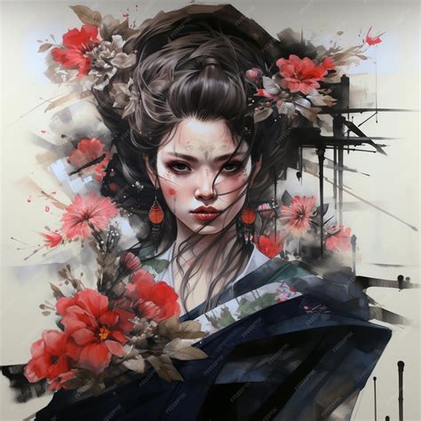 Premium AI Image | Black and White Japanese Sumie Painting for Home Decor