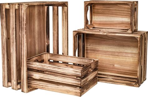 Rustic Wood Office Storage Crates - Set of 4 Nepal | Ubuy