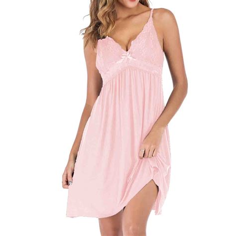 CaiJunJia Silk Nightgown for Woman Lace Trim Sleep Dress Babydoll