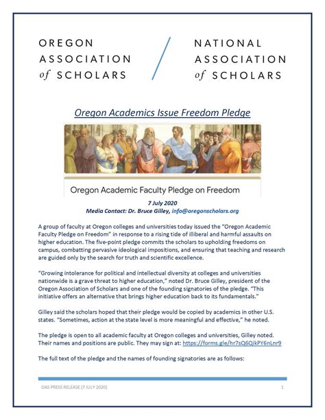 The Oregon Chapter of the National Association of Scholars