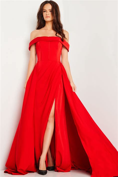Red Jovani 09874 Long Overskirt Formal Evening Prom Dress - Prom