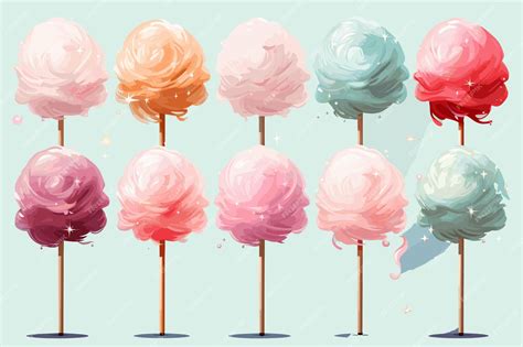 Premium Vector | Realistic detailed 3d trendy color cotton candy on vector illustrations art