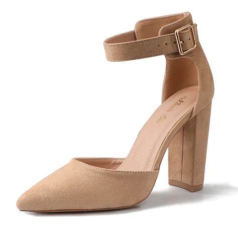 High Heels.Chunky Heel Pointed Closed Toe Pump Shoes,Party Wedding