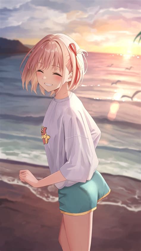 Chisato at the beach [Lycoris Recoil] : r/shorthairedwaifus