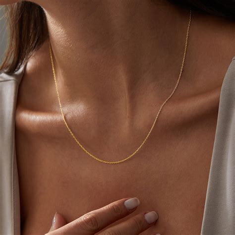 gold thin cable necklace dainty cable necklace minimalist cable