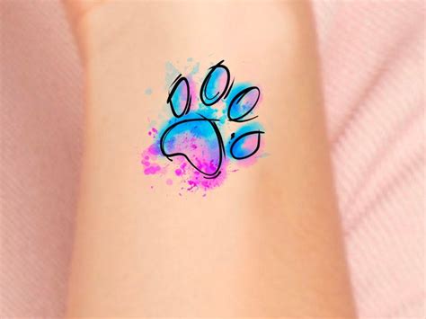 Watercolor Paw Print Temporary Tattoo - Etsy