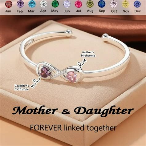 motherdaughter double heart custom birthstones infinity bracelet
