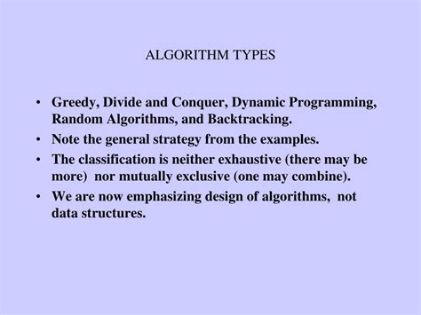 PPT - ALGORITHM TYPES PowerPoint Presentation, free download - ID:1777523