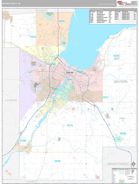 Brown County, WI Wall Map Premium Style by MarketMAPS - MapSales