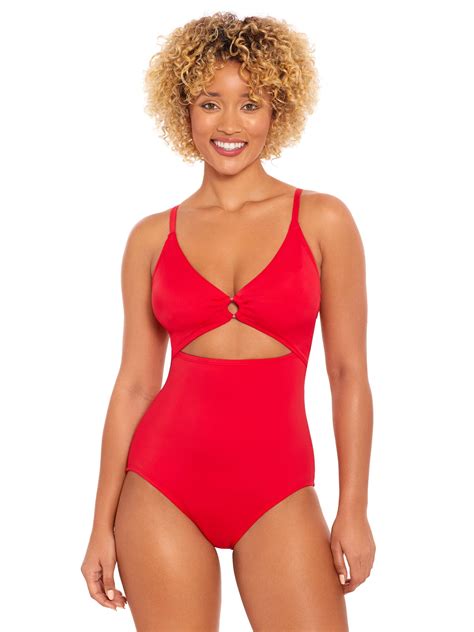 Time and Tru Women's and Plus O Ring One Piece Swimsuit, Sizes S-3X