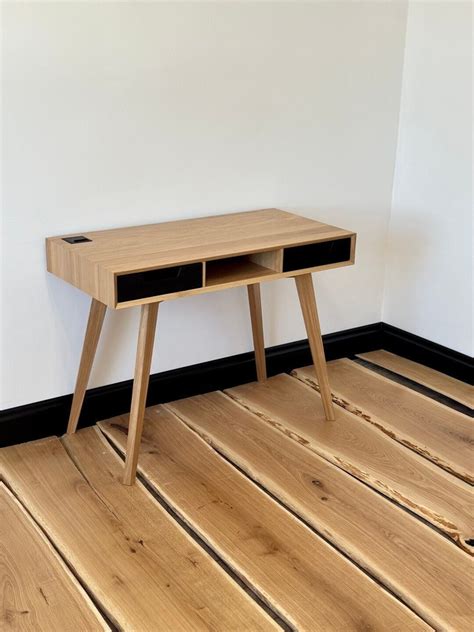 Wood Desk With Drawers, Small Office Desk, Handmade Cstom Furniture, Solid Oak Modern Desk ...