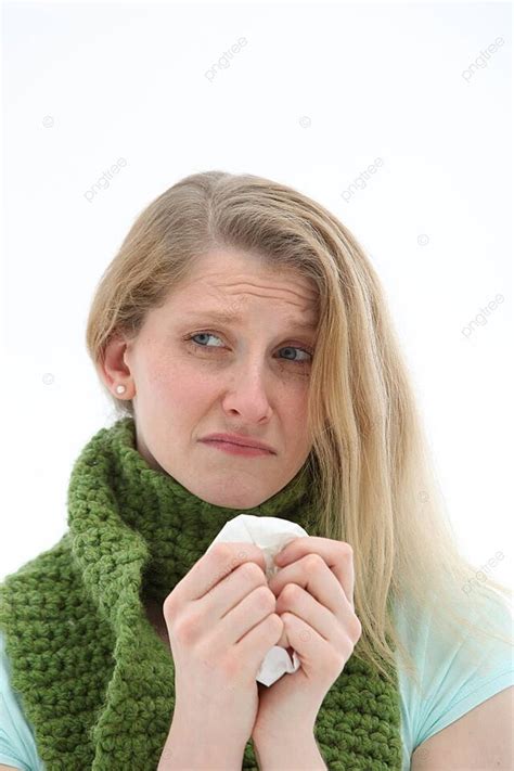 Miserable Woman With The Flu Studio Fever Flu Photo Background And ...