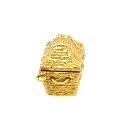 Vintage Tiffany and Co. 18 Karat Gold Treasure Chest Charm with Gems at