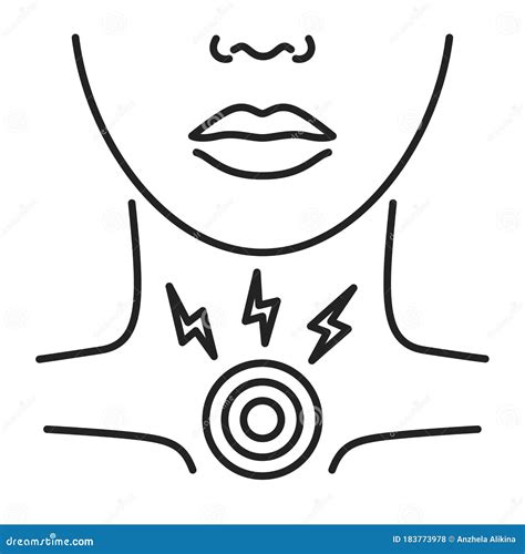Acute Sore Throat Black Line Icon. Inflammation Larynx. Health Problem