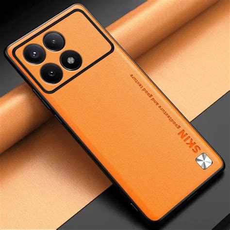 чехол кожа для Xiaomi Poco X6 Pro 5G / Поко Х6 Про 5G с защитой камеры ...