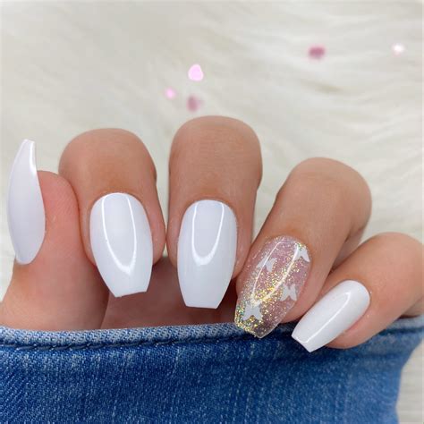 White Glossy Coffin Nails at Ethan Carruthers blog