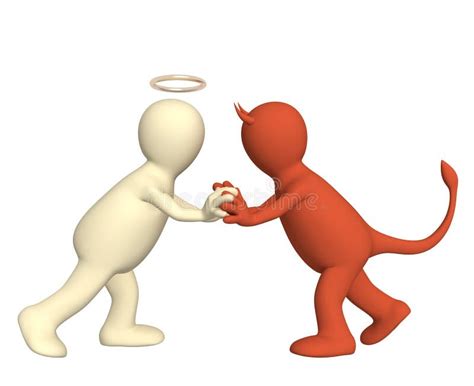 Devil and Angel Pulling 3d Person for Hands Stock Illustration ...