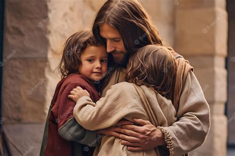 Jesus Christ Hugging Children