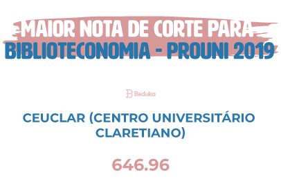 Nota de Corte para Biblioteconomia - Sisu 2020 e Prouni 2020
