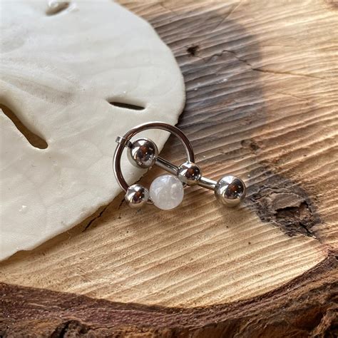 Moonstone Vertical Hood Piercing Barbell 14G 12G 10G VCH Bar - Etsy