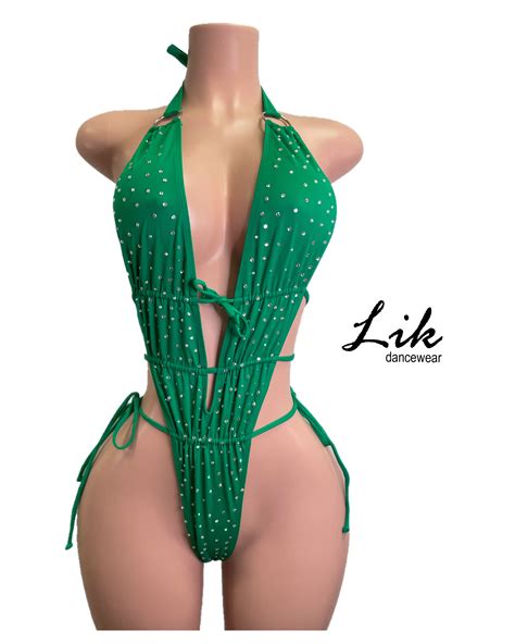 deep V one piece exotic dancewear – Lik Dancewear
