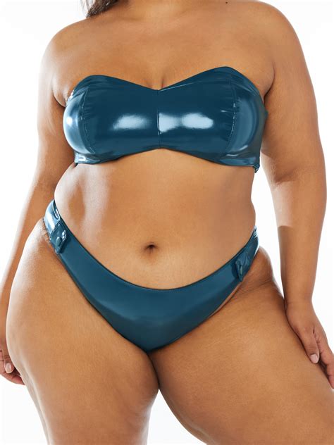 leather tease vinyl bikini  blue green savage  fenty uk united