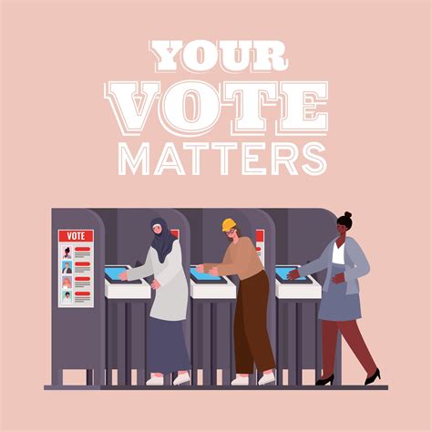 women on the voting booth with your vote matters text vector design