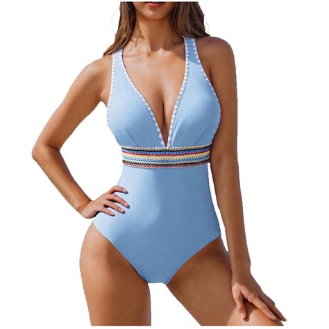 Women's V-Neck One-Piece Swimsuit Soft Padded Open Back Monokini