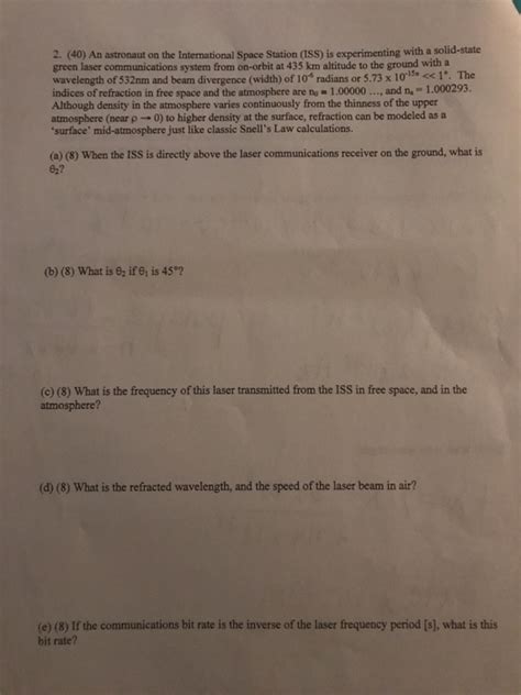 Solved 2. (40) An astronaut on the International Space | Chegg.com 