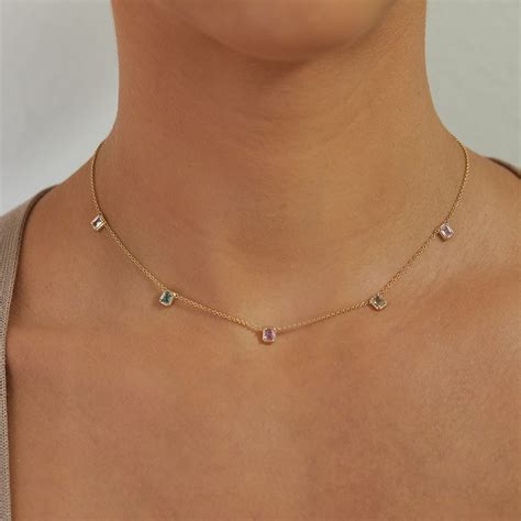 emerald cut 14k gold necklace blank settings 9