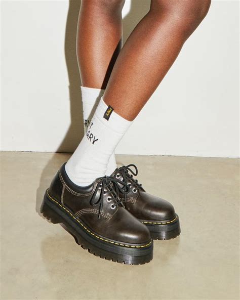 quad orleans platform shoes  dark taupe dr martens