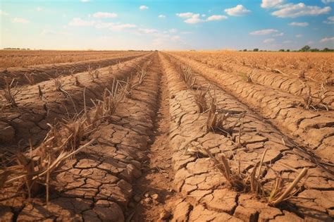 Premium AI Image | Climate change causes crop loss water scarcity and ... 
