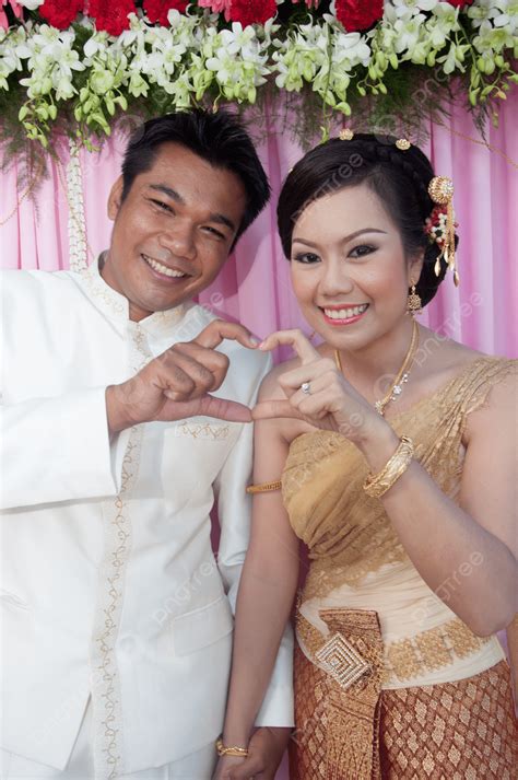 Thai Wedding Attire Worn By Asian Couple Bride And Groom At W Photo