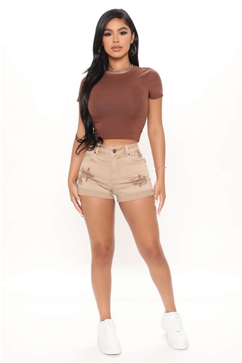 Desert Babe Distressed Denim Shorts - Tan | Fashion Nova
