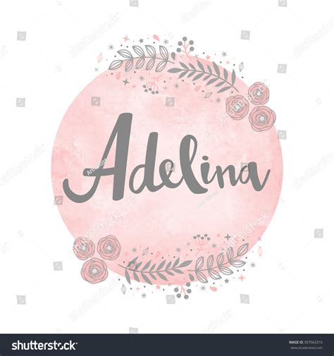 Stock vektor „Girl Name Adelina Calligraphy Lettering Cute“ (bez