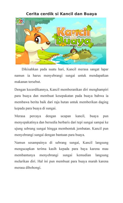 Cerita cerdik si Kancil dan Buaya - Cerita cerdik si Kancil dan Buaya