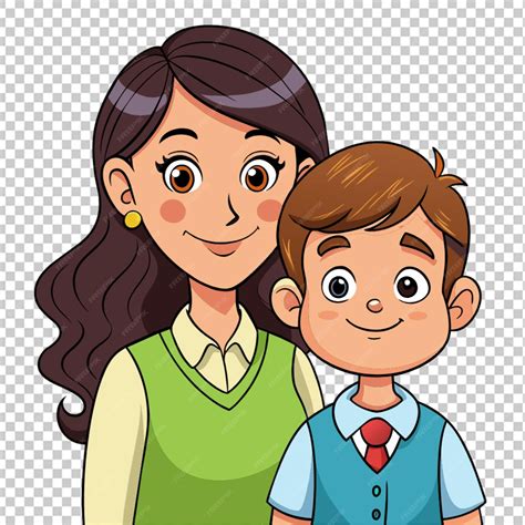 Premium PSD | Vector hand drawn mom and son cartoon illustration