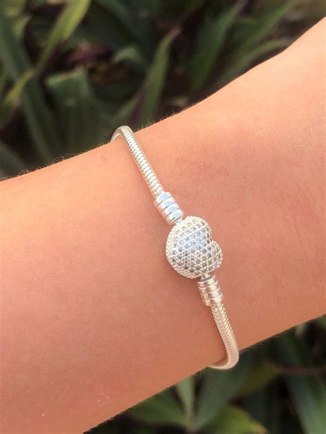 Pulseira De Ouro Infantil Menina - Pulseira de berloques em prata 925 de coração Pandora com zircônia