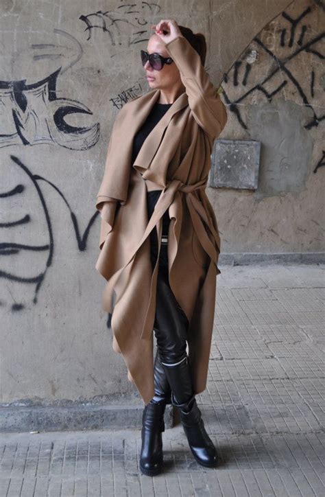 Wool Coat, Women Coat, Winter Coat, Camel Coat, Long Coat, Asymmetric ...