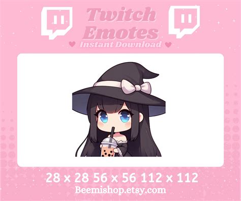 Chibi Girl Witch Drinking Boba Halloween Spooky Tea Kawaii Adorable