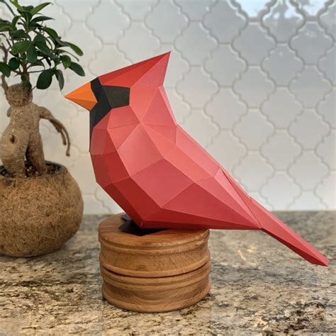 Northern Cardinal 3D Paper Craft Model - Bird Watching Academy