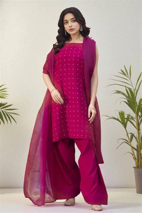 magenta dress elegant magenta color pc kurta dress  wedding