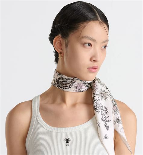 Dior Diamond met Dior Chardons-motief Poederroze zijden keperstof | DIOR