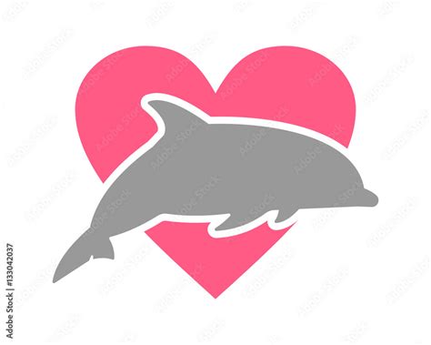 dolphin heart silhouette Stock Vector | Adobe Stock