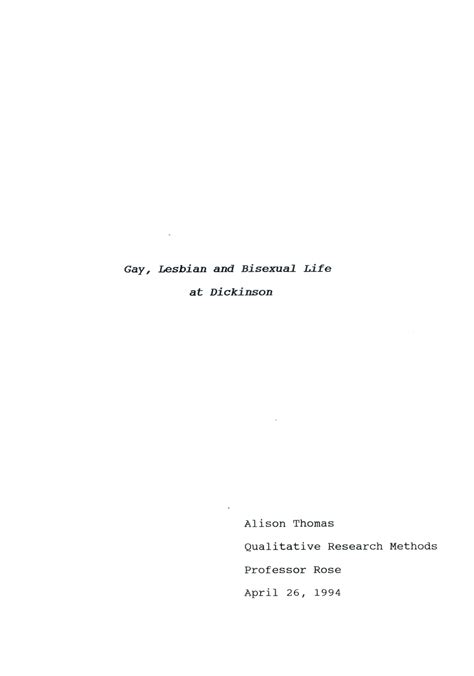"Gay, Lesbian, and Bisexual Life at Dickinson" | Women's Experiences at