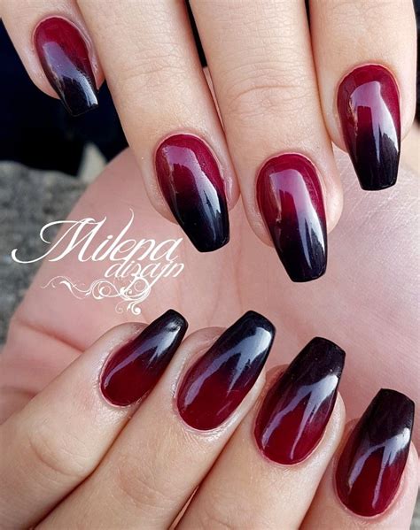 Catch Eyes with Red and Black Ombre Nails Coffin: 7 Inspiring Ideas to ...